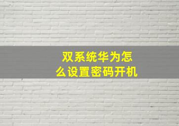 双系统华为怎么设置密码开机