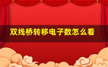 双线桥转移电子数怎么看