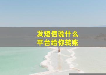 发短信说什么平台给你转账