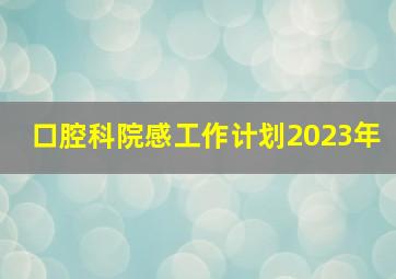 口腔科院感工作计划2023年