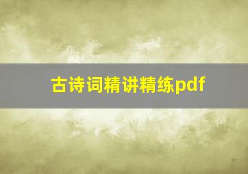 古诗词精讲精练pdf