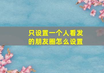 只设置一个人看发的朋友圈怎么设置