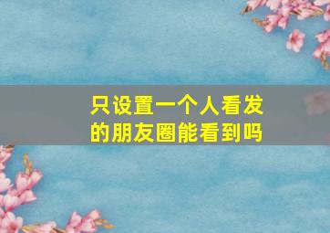 只设置一个人看发的朋友圈能看到吗