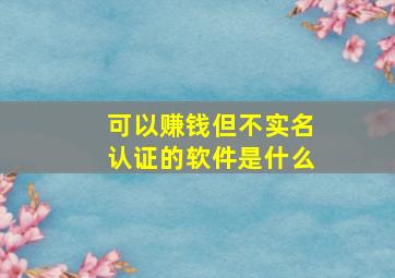 可以赚钱但不实名认证的软件是什么