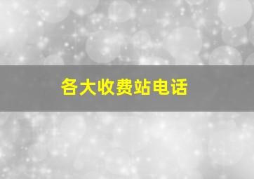 各大收费站电话