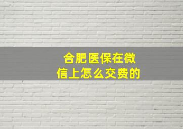 合肥医保在微信上怎么交费的