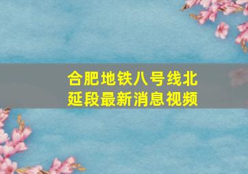 合肥地铁八号线北延段最新消息视频