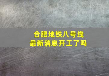 合肥地铁八号线最新消息开工了吗