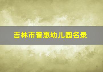 吉林市普惠幼儿园名录