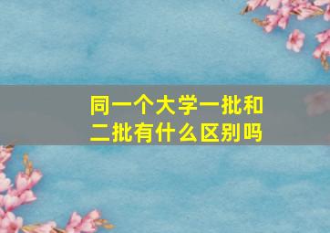 同一个大学一批和二批有什么区别吗