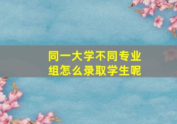 同一大学不同专业组怎么录取学生呢