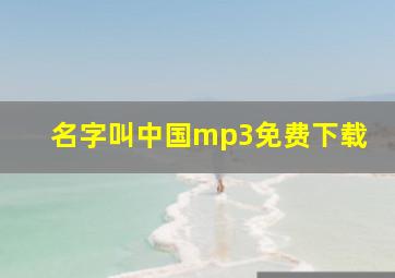 名字叫中国mp3免费下载