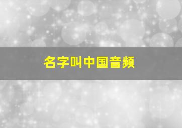 名字叫中国音频