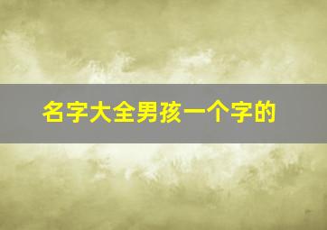 名字大全男孩一个字的