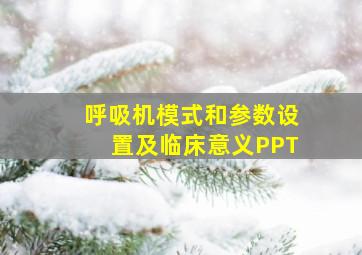 呼吸机模式和参数设置及临床意义PPT