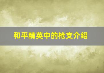 和平精英中的枪支介绍