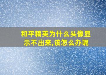 和平精英为什么头像显示不出来,该怎么办呢