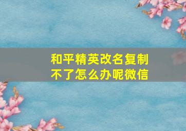 和平精英改名复制不了怎么办呢微信