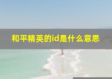 和平精英的id是什么意思