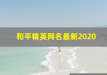 和平精英网名最新2020