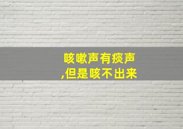 咳嗽声有痰声,但是咳不出来