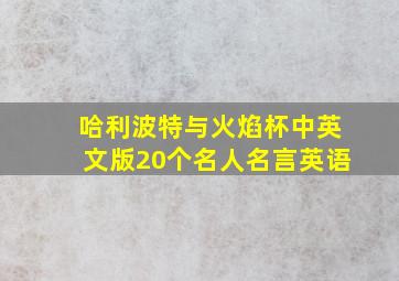 哈利波特与火焰杯中英文版20个名人名言英语