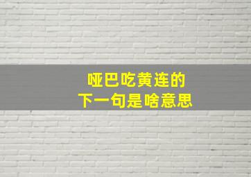 哑巴吃黄连的下一句是啥意思