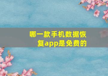 哪一款手机数据恢复app是免费的