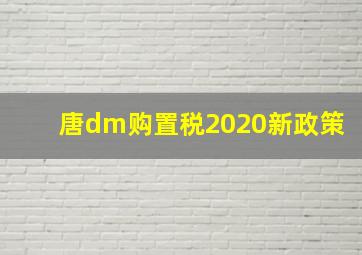 唐dm购置税2020新政策