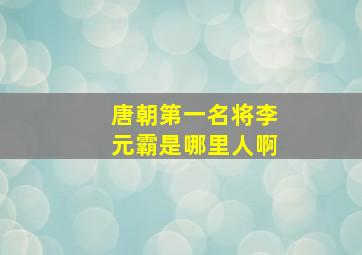 唐朝第一名将李元霸是哪里人啊