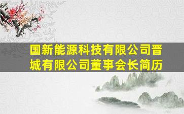 国新能源科技有限公司晋城有限公司董事会长简历