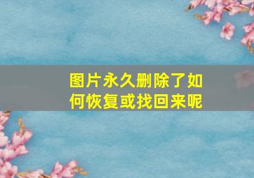 图片永久删除了如何恢复或找回来呢