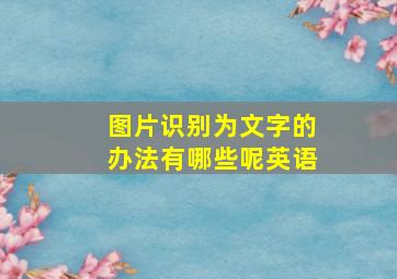 图片识别为文字的办法有哪些呢英语