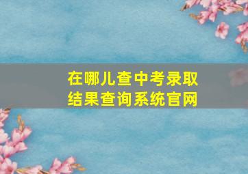 在哪儿查中考录取结果查询系统官网