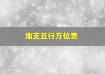 地支五行方位表