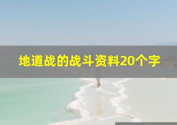 地道战的战斗资料20个字