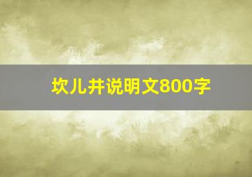 坎儿井说明文800字