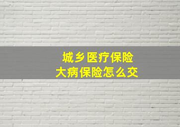 城乡医疗保险大病保险怎么交