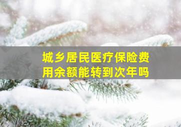 城乡居民医疗保险费用余额能转到次年吗