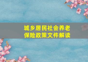 城乡居民社会养老保险政策文件解读