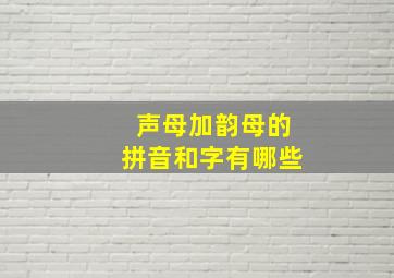 声母加韵母的拼音和字有哪些