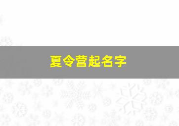 夏令营起名字