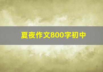 夏夜作文800字初中