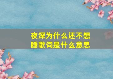 夜深为什么还不想睡歌词是什么意思