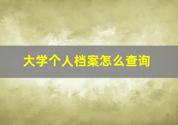 大学个人档案怎么查询