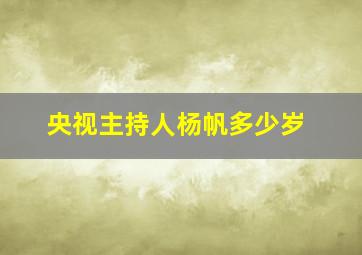 央视主持人杨帆多少岁