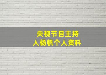 央视节目主持人杨帆个人资料