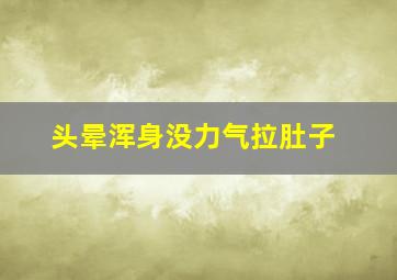 头晕浑身没力气拉肚子