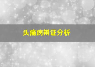 头痛病辩证分析