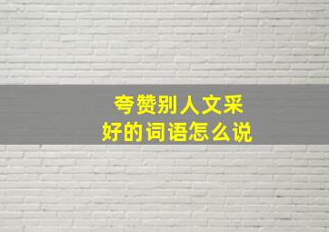 夸赞别人文采好的词语怎么说